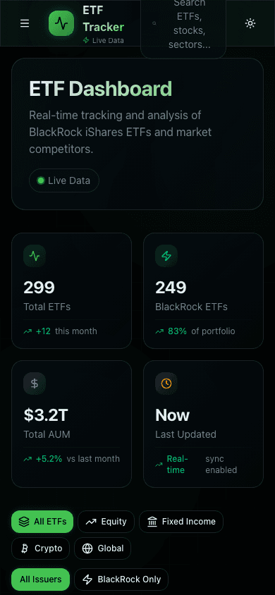 ETF Screener on a phone